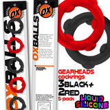 Oxballs Gearheads Cock Rings 5 Pack Red Black