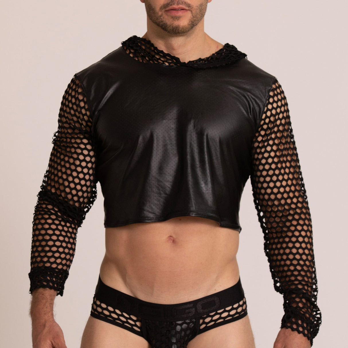 Gigo Hole Crop Hoody Black