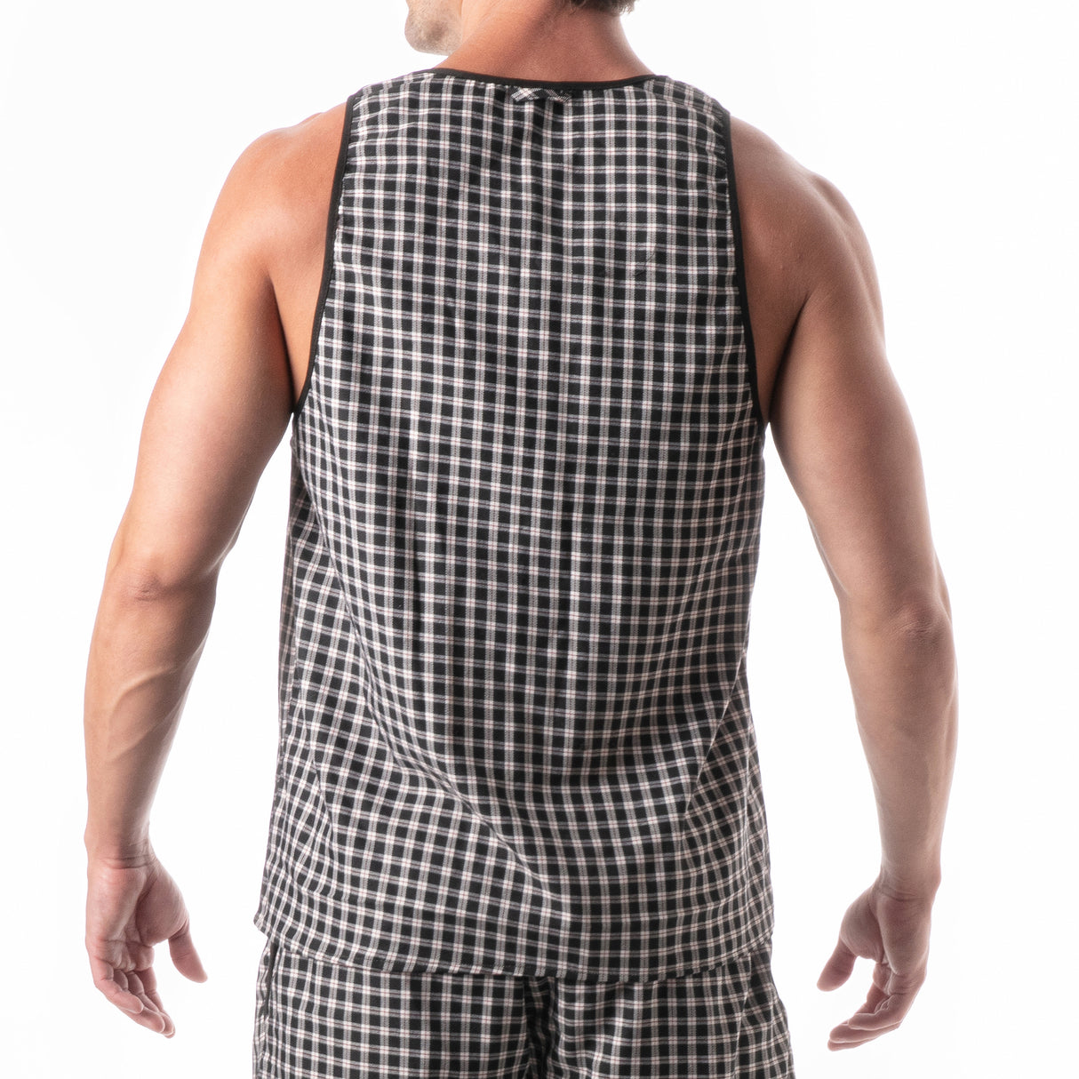 Leader Globetrotter Check Tank Top Black