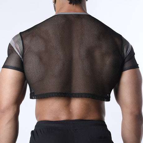 Cellblock 13 Chain Reaction Mesh Crop Top Grey