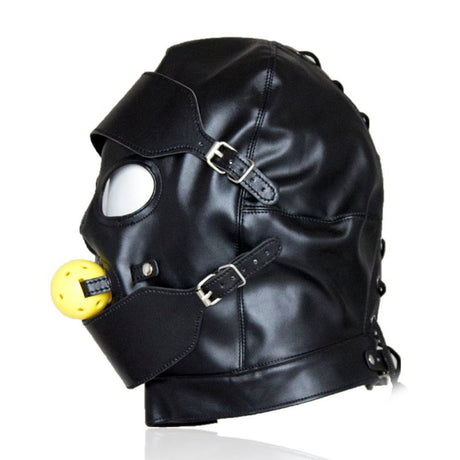 BASIXXX Gimp Hood with Breathable Ball Gag Yellow