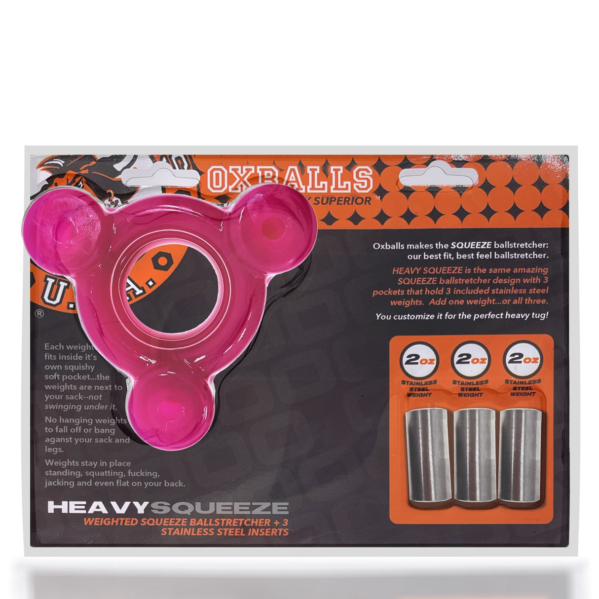 Oxballs Heavy SQUEEZE Weighted Ballstretcher Hot Pink