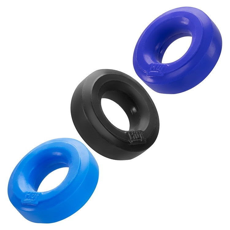 Hunkyjunk HUJ Cock Ring 3 Pack Cobalt Multi