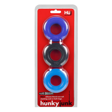 Hünkyjunk HUJ Cock Ring 3 Pack Blue Multi