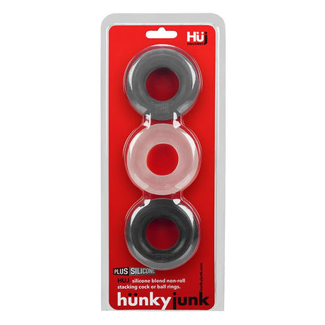 Hünkyjunk HUJ Cock Ring 3 Pack Tar Multi