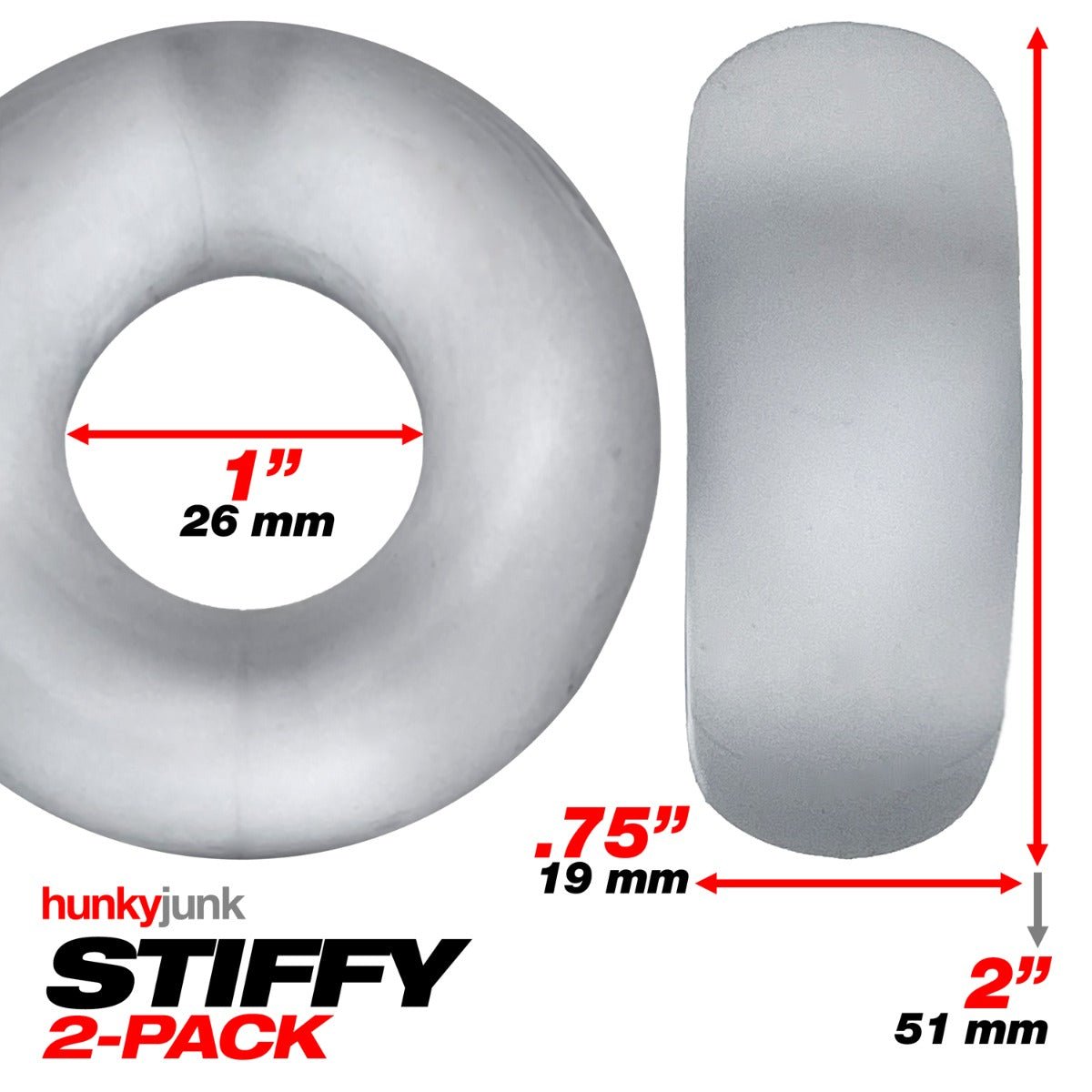 Hunkyjunk STIFFY Cock Rings 2 Pack Clear Ice