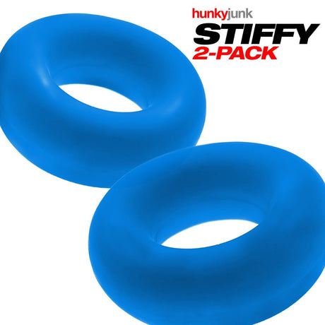 Hunkyjunk STIFFY Cock Rings 2 Pack Teal Ice