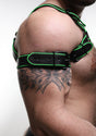 ruff GEAR Leather Reflector Bicep Strap Black Neon Green