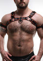 ruff GEAR Leather Bulldog Reflector Harness Black Neon Orange