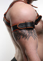 ruff GEAR Leather Reflector Bicep Strap Black Neon Orange