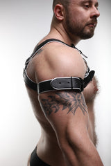 ruff GEAR Double Tone Leather Bicep Strap White Black