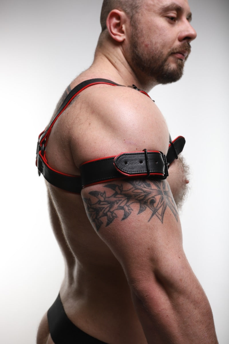 ruff GEAR Double Tone Leather Bicep Strap Red Black