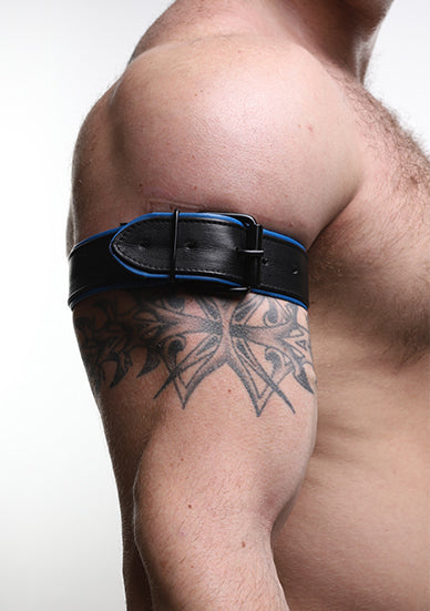 ruff GEAR Double Tone Leather Bicep Strap Blue Black