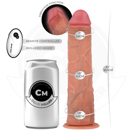 Cock Miller Hyper Realistic Vibrating Dildo 8 Inch Light