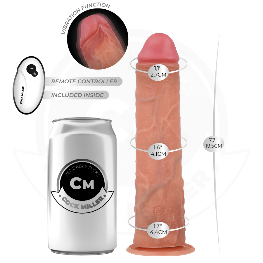 Cock Miller Hyper Realistic Vibrating Dildo 7.5 Inch Light