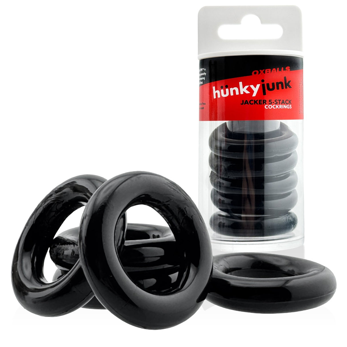 Hunkyjunk Jacker 5 Stack Cockrings Black
