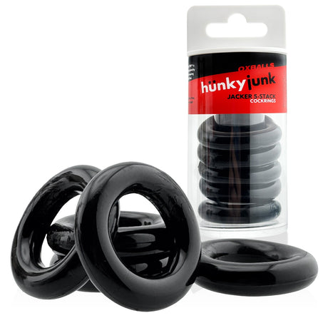 Hunkyjunk Jacker 5 Stack Cockrings Black