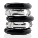 Hunkyjunk Jacker 5 Stack Cockrings Clear Black