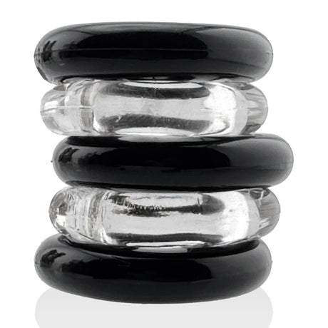 Hunkyjunk Jacker 5 Stack Cockrings Clear Black