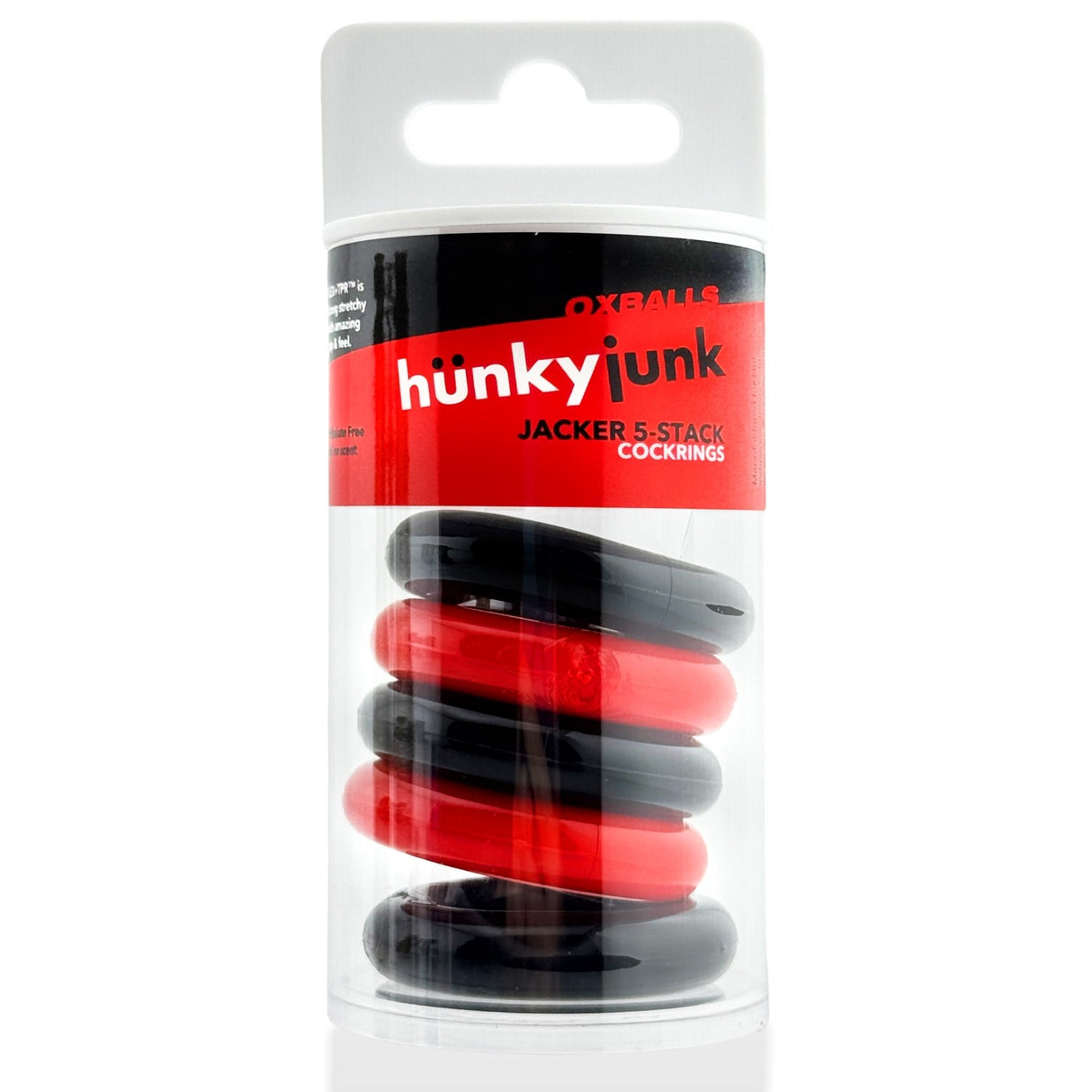 Hunkyjunk Jacker 5 Stack Cockrings Red Black