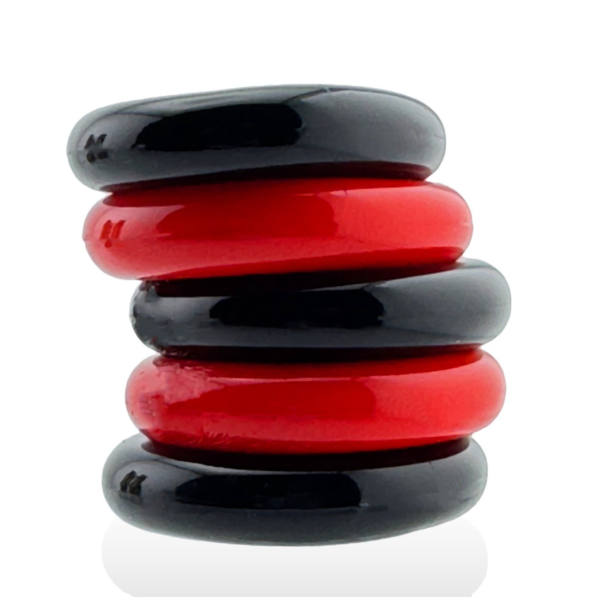 Hunkyjunk Jacker 5 Stack Cockrings Red Black