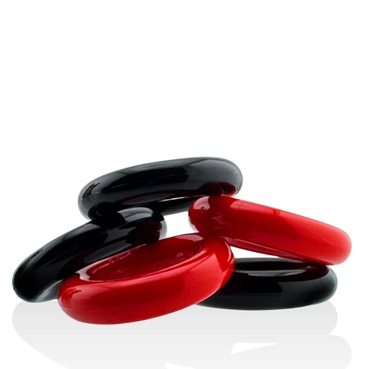 Hunkyjunk Jacker 5 Stack Cockrings Red Black