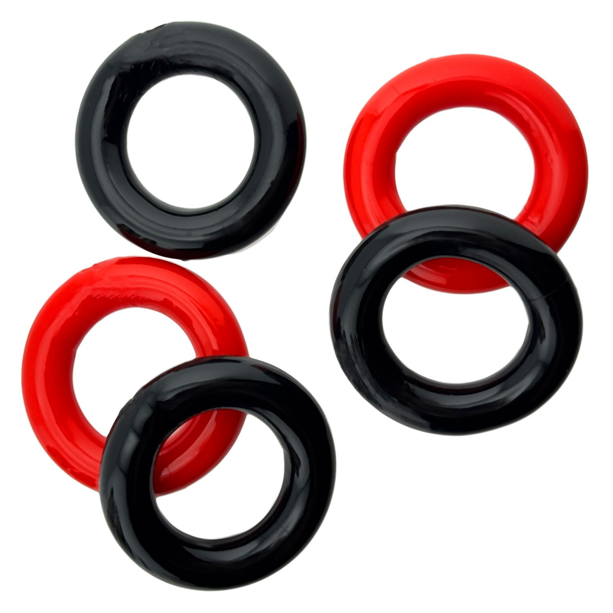 Hunkyjunk Jacker 5 Stack Cockrings Red Black