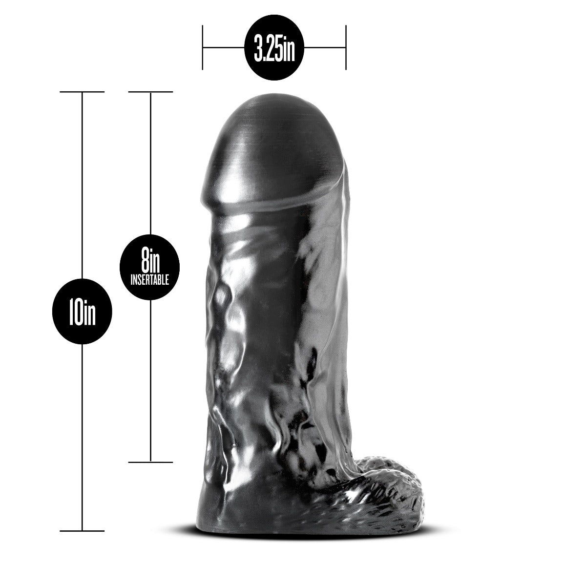 Jet Destroyer Carbon Metallic Black Dildo 10 Inch