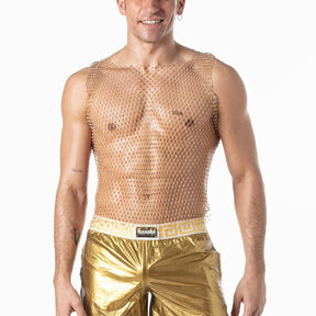 Leader Mesh Party Tank Top Gold