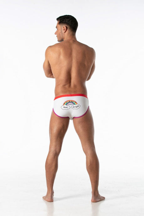 Leader Rainbow Swim Brief White