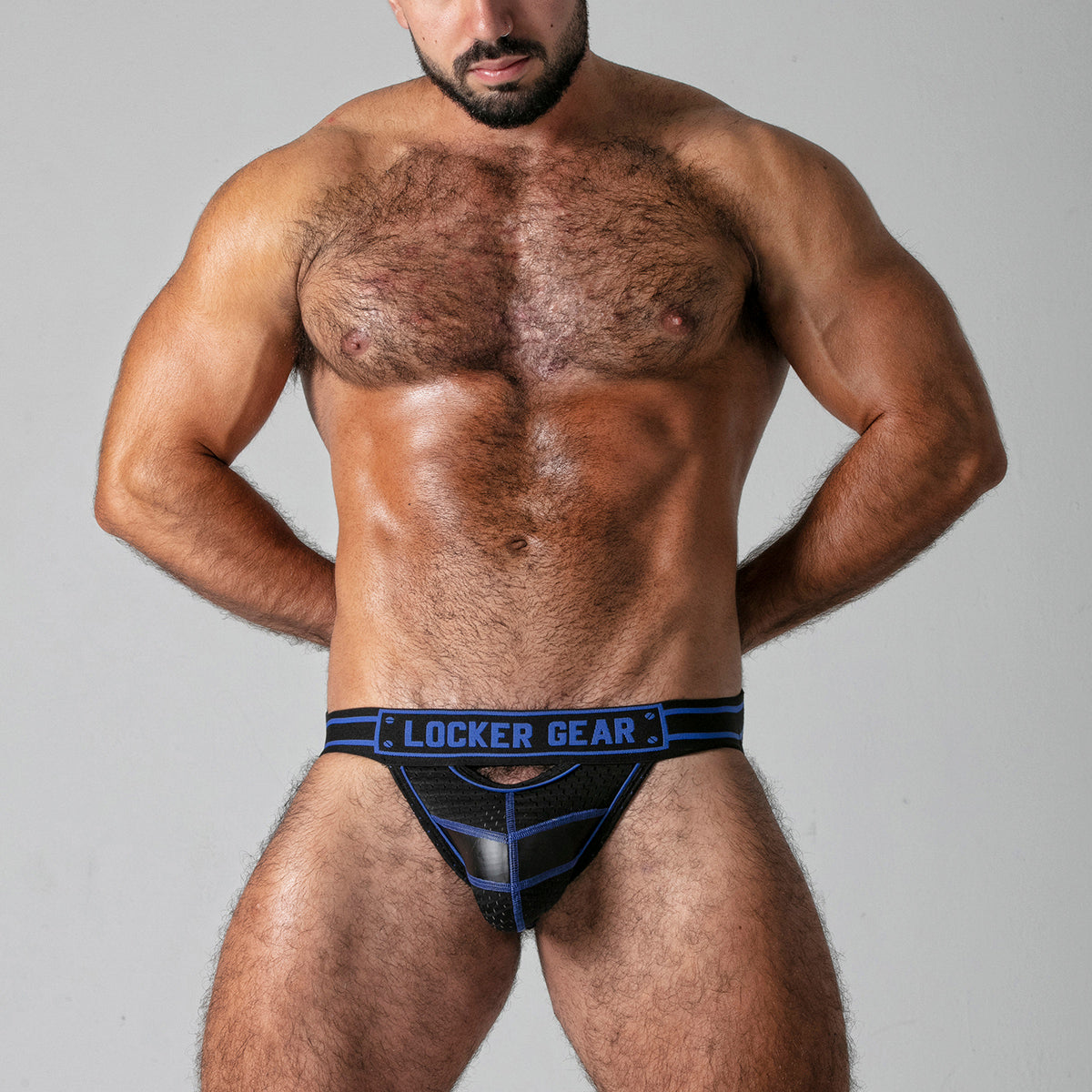 Locker Gear Open Front Jockstrap Black Blue
