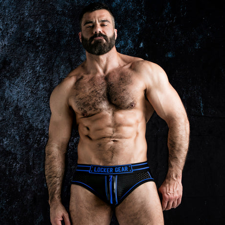 Locker Gear Josh Bottomless Brief with Zipper Blue