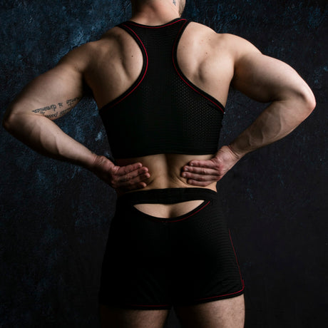 Locker Gear Cropped Tank Top Black Red