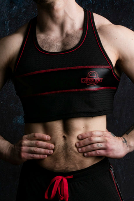 Locker Gear Cropped Tank Top Black Red