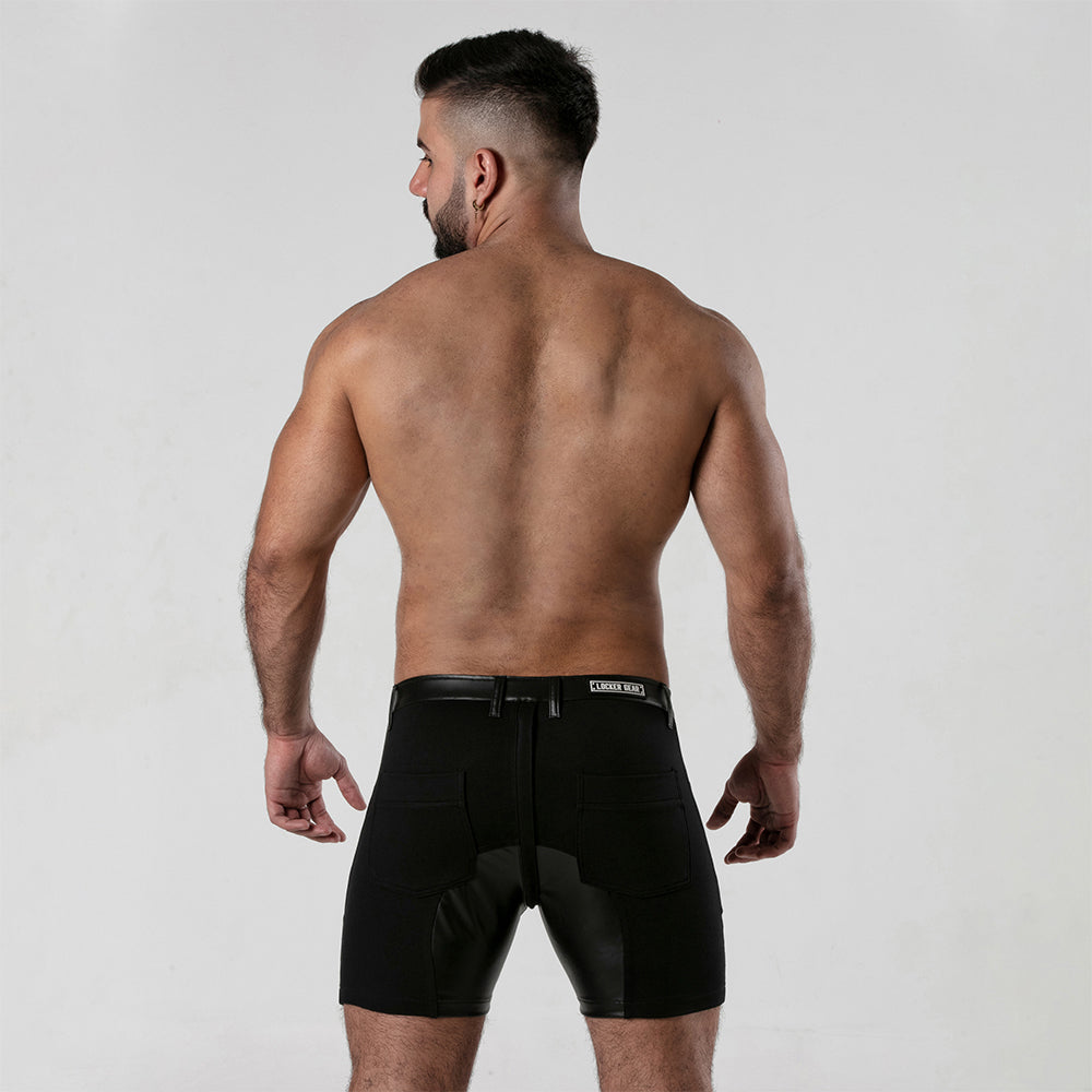 Locker Gear 5 Pocket Biker Zipper Short Black