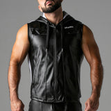 Locker Gear Leatherette Sleeveless Hoody White