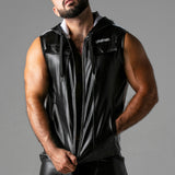 Locker Gear Leatherette Sleeveless Hoody White