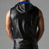 Locker Gear Leatherette Sleeveless Hoody Blue