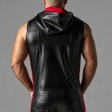 Locker Gear Leatherette Sleeveless Hoody Red