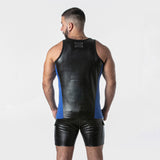 Locker Gear Punch Hole Leatherette Tank Top Blue