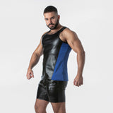 Locker Gear Punch Hole Leatherette Tank Top Blue