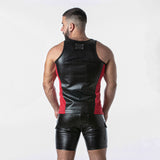 Locker Gear Punch Hole Leatherette Tank Top Red