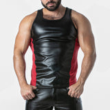 Locker Gear Punch Hole Leatherette Tank Top Red