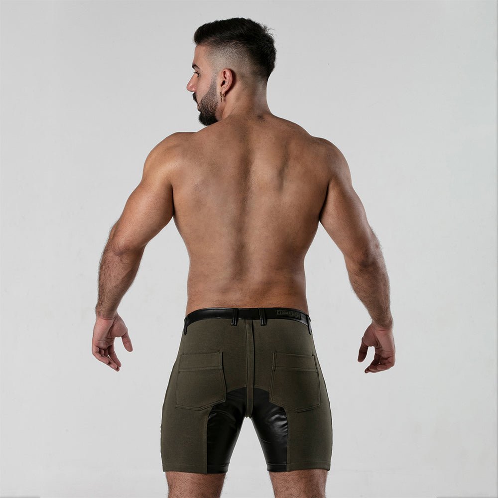 Locker Gear 5 Pocket Biker Zipper Short Khaki