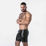 Locker Gear Punch Hole Leatherette Cargo Short Black