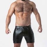 Locker Gear Punch Hole Leatherette Cargo Short Black