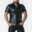 Locker Gear Punch Hole Leatherette Shirt Blue