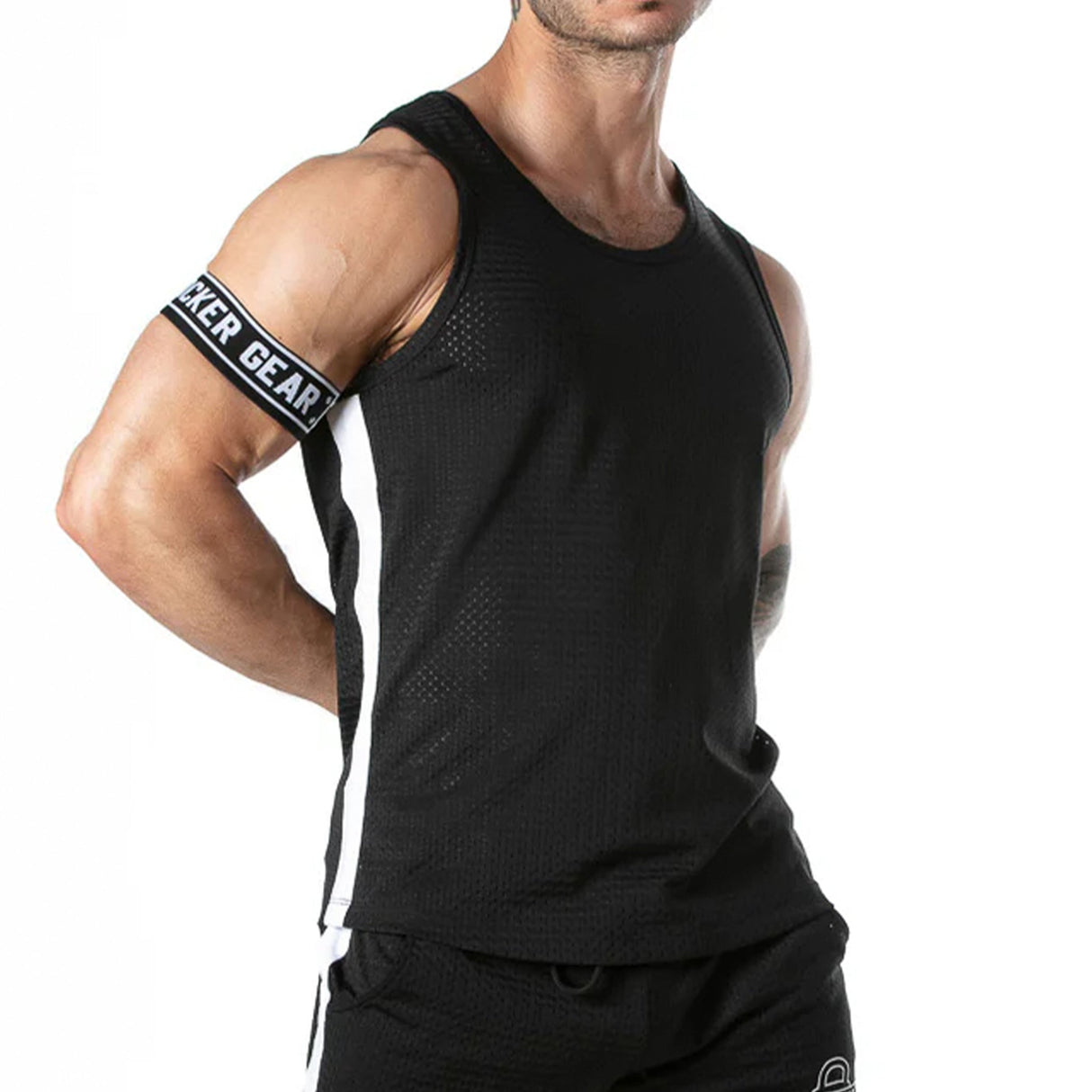 Locker Gear Sport Mesh Stripe Tank Top Black