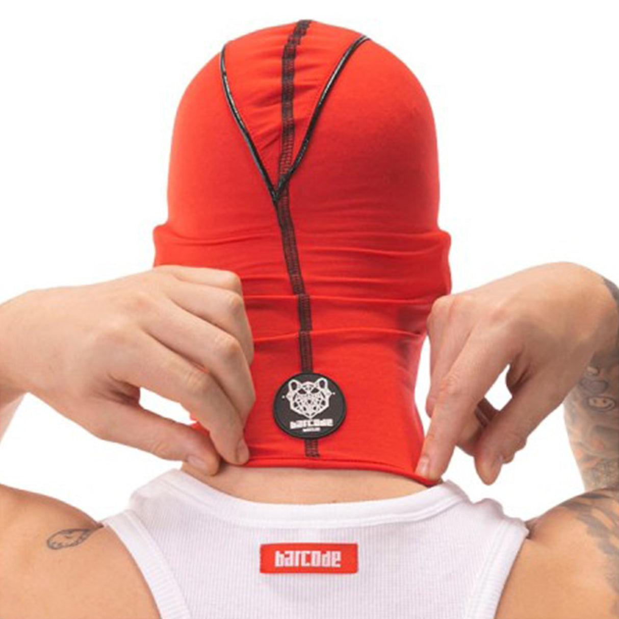 Barcode Berlin Fetish Hood Bok Red Black