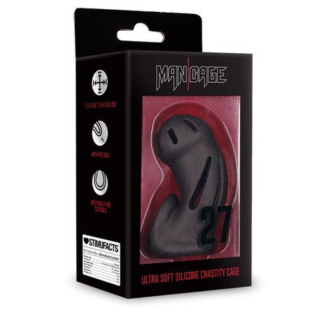 Mancage No 27 Ultra Soft Silicone Chastity 2.4 Inch Cage Black